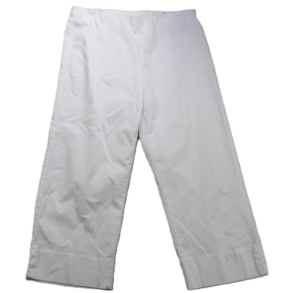 Snappy Turtle White Pull On Pants Women Medium Cotton Blend Crop Casual USA Made